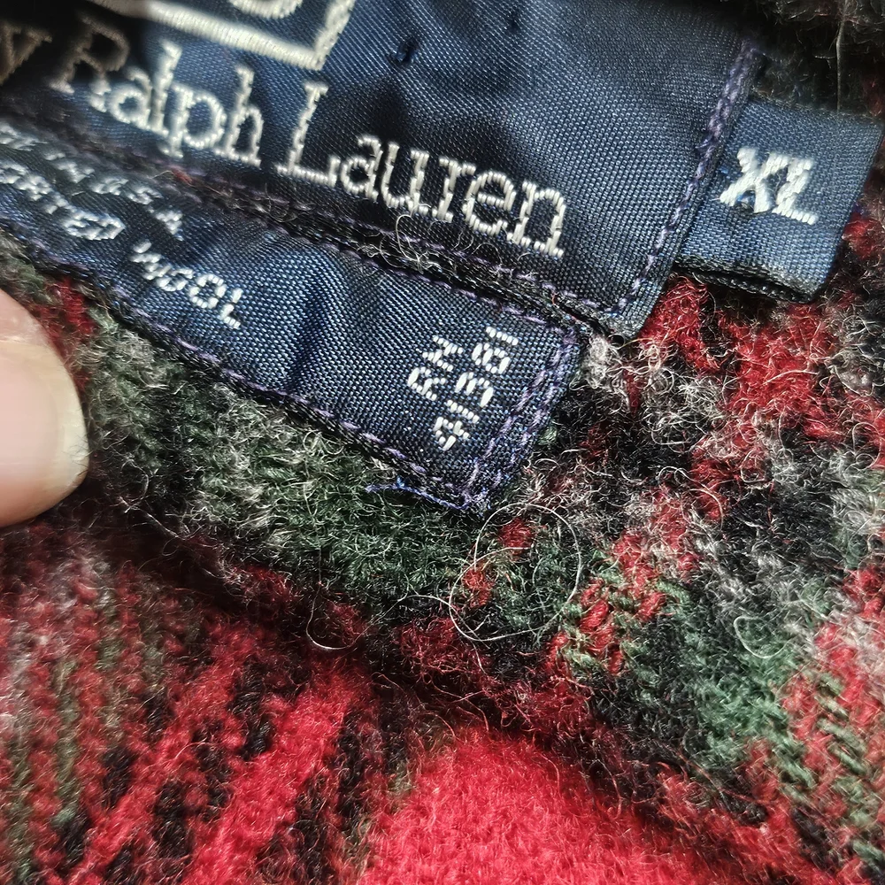 VTG Polo Ralph Lauren 100% Wool Plaid Flannel‎ Shirt Jacket L XL USA